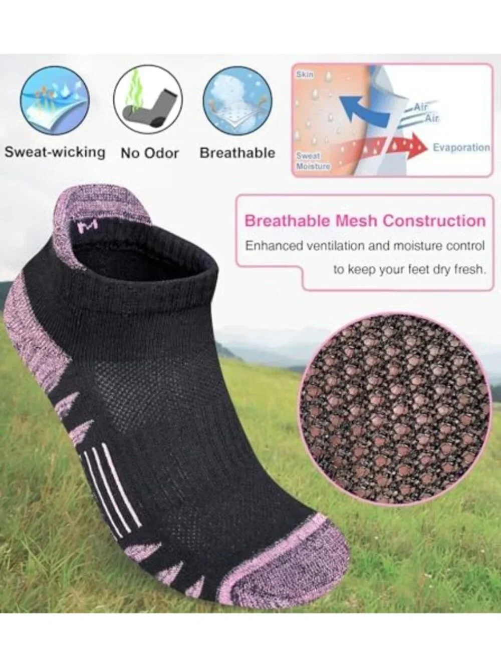 Cushioned Ankle Running Socks for Women - 5 Pairs, Anti-Blister Athletic Comfort